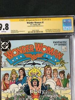 Wonder Woman 1 CGC SS 9.8 Signed Perez 1987 White Pages Key Movie Dc