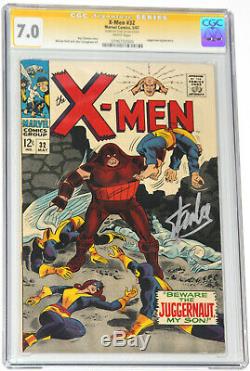 X-MEN #32 CGC 7.0 SS SIGNED BY STAN LEE IN SILVER JUGGERNAUT 1967 with WHITE PAGES