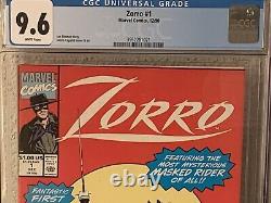 Zorro #1 CGC 9.6 White Pages Marvel Comics 1990 Mario Capaldi Cover Rare KEY
